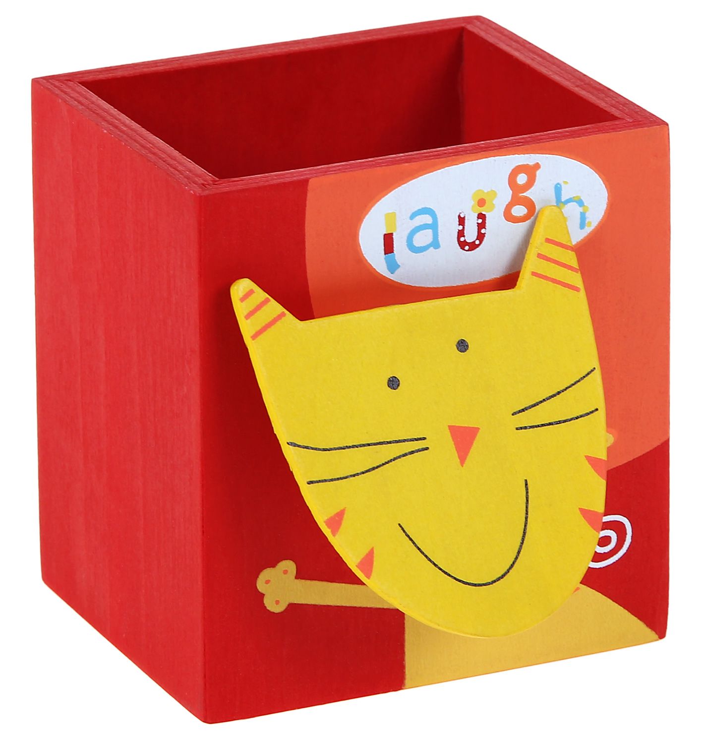 Дървен моливник коте Pino - store.bg