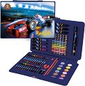 Комплект за рисуване Kidea Race Team - 71 части в пластмасово куфарче -