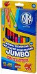 Двустранни цветни моливи Astra S.A. Jumbo - 12 броя в 24 цвята и острилка -