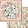 Хартия за скрапбукинг Stamperia - Часовник и цветя - 30.5 x 30.5 cm от колекцията House of Roses -