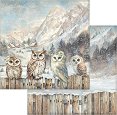 Картон за скрапбукинг Stamperia - Бухали - 30.5 x 30.5 cm от колекцията The Owl's House -