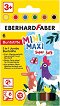 Цветни моливи 3 в 1 Eberhard Faber Jumbo Mini Maxi - 6 цвята -
