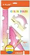 Чертожни инструменти Y-Plus Color Ruler - 2 триъгълника, линия и транспортир -