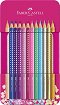Цветни моливи Faber-Castell - 12 цвята в метална кутия от серията Sparkle -
