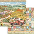 Хартия за скрапбукинг Stamperia - Ретро автомобил - 30.5 x 30.5 cm от колекцията Sunflower Art -