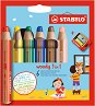 Цветни моливи Stabilo Woody 3 in 1 - 6 цвята с острилка -