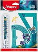 Гъвкави чертожни инструменти Maped Twist'n Flex - Линия, триъгълник и транспортир от серията Dragon -