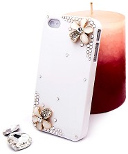 Калъф за iPhone 4/4S - Дизайн "Нежни цветя в бяло" - продукт