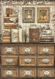 Декупажна хартия Stamperia - Книги - A4 от колекцията Coffee and chocolate - 