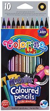 Цветни металикови моливи Colorino Kids - 10 цвята - 