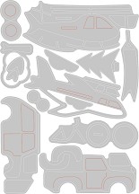 Щанци за машина за изрязване и релеф Sizzix Transport Collection - 13 броя от 0.32 до 9.53 cm - 
