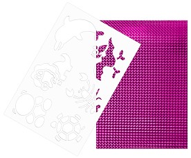 Двуцветен лист EVA пяна - Червен и лилав металик - Шаблон с животни - 