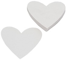 Картонени фигурки сърца с перлен ефект - Бял 030 - Комплект от 24 броя - 