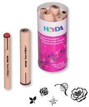 Гумени печати Heyda - Рози и листа - 5 броя - печат