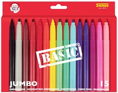 Флумастери Sense Jumbo Basic - 15 цвята - 