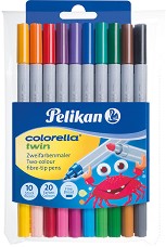 Двустранни флумастери Pelikan Colorella Twin - 20 цвята - 