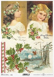 Декупажна хартия ITD Collection - Зимна картина - A4 - 