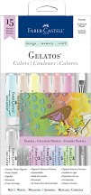 Акварелни пастели Faber-Castell Mix & Match Pastels - 12 цвята с 2 гъбички и четка от серията Gelatos - 