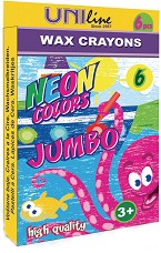Восъчни пастели Univerzal Jumbo - 6 неонови цвята - 