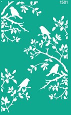Самозалепващ шаблон Rosa - Клони с птици - 13 x 20 cm - 
