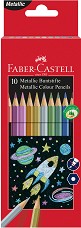 Цветни моливи Faber-Castell - 10 цвята с металиков ефект - 