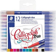 Двувърхи калиграфски маркери Staedtler Calligraph Duo - Комплект от 12 цвята - 