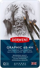 Графитни моливи Derwent Graphic Designer - 12 броя в метална кутия - 