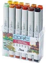 Двувърхи маркери Copic Autumn Colours - 12 цвята от серията Classic - 