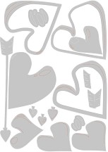 Щанци за машина за изрязване и релеф Sizzix Lovestruck Colorize - 16 броя от 0.32 до 14.92 cm - 