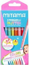 Флумастери - Glitter - Комплект от 8 цвята - 