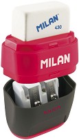 Двойна острилка Milan Compact Touch - С контейнер и гума - 