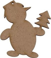 Снежен човек с елха от MDF - 8 / 9.5 / 0.3 cm - 