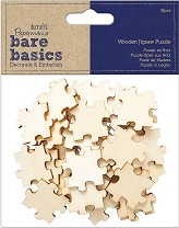 Пъзел части от дърво Docrafts - 36 броя от серията Bare basics - 
