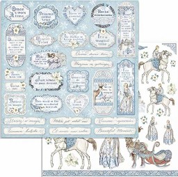 Хартия за скрапбукинг Stamperia - Зимни тагове - 30.5 x 30.5 cm от колекцията Winter Tales - 