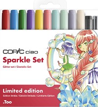 Двувърхи маркери - Sparkle set - Комплект от 12 цвята от серията "Ciao" - 