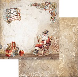 Хартия за скрапбукинг Stamperia - Дядо Коледа - 30.5 x 30.5 cm от колекцията Gear up for Christmas - 