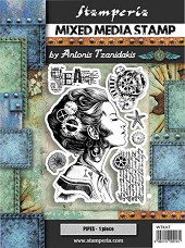 Гумени печати Stamperia - Жена с компас - 15 x 20 cm - 