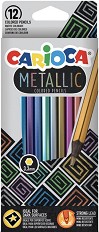 Цветни моливи Carioca - 12 цвята с металиков ефект от серията Metallic - 