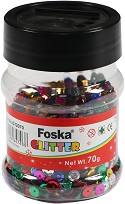 Декоративни разноцветни пайети Foska - 70 g - 