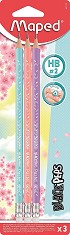 Графитни моливи HB Maped Pastel - 3, 12 или 72 броя - 