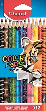 Цветни моливи Maped Animals - 12 или 24 цвята от серията "Color' Peps" - 