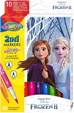 Двустранни флумастери Colorino Kids - 10 цвята на тема Замръзналото кралство - 