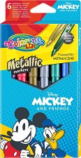 Металикови флумастери Colorino Kids - 6 цвята на тема Мики Маус и приятели - 