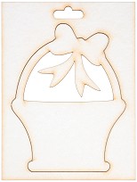 Фигурка от бирен картон - Кошница с панделка - 7.5 / 10 / 0.1 cm - 