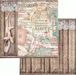 Хартия за скрапбукинг Stamperia - Обувки за балет - 30.5 x 30.5 cm от колекцията Passion - 