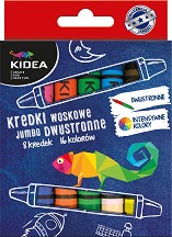 Двуцветни восъчни пастели Kidea - 8 броя в 16 цвята - 