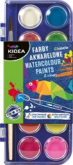 Акварелни бои Kidea - 12 цвята с четка - 