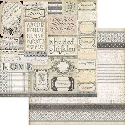 Хартия за скрапбукинг Stamperia - Етикети - 30.5 x 30.5 cm от колекцията Calligraphy - 