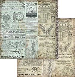 Хартия за скрапбукинг Stamperia - Пътешественик - 30.5 x 30.5 cm от колекцията Sir Vagabond - 