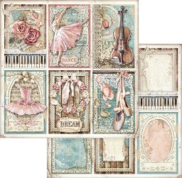Хартия за скрапбукинг Stamperia - Балет и музика - 30.5 x 30.5 cm от колекцията Princess - 